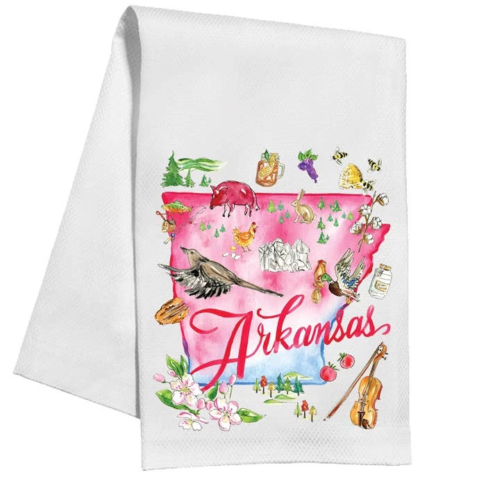 Arkansas Handpainted Icons Kitchen Towel 2 Arkansas Handpainted Icons Kitchen Towel - Image 2