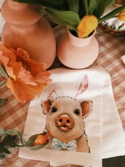 Easter Pig Tea Towel