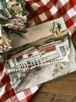 Arkansas Razorbacks Stadium Watercolor Art Print - 8x10