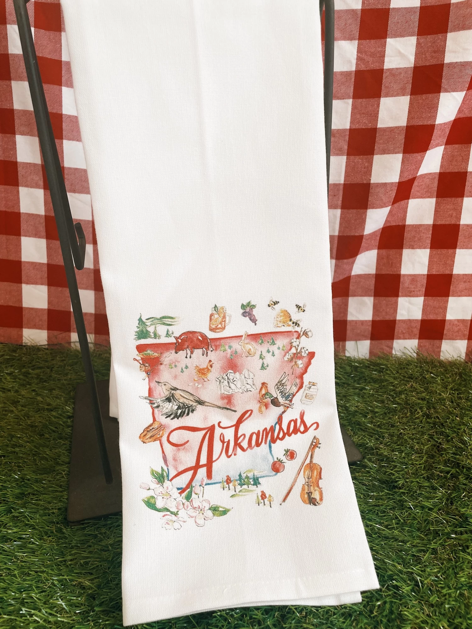 Arkansas Handpainted Icons Kitchen Towel 1 Arkansas Handpainted Icons Kitchen Towel