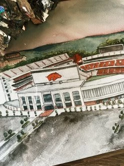 Arkansas Razorbacks Stadium Watercolor Art Print - 11x14