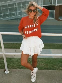 Arkansas Weekends Sweatshirt - Red -Fashion Home Store 634131BE C106 4893 B3E3 7FE2C2AEFEC4