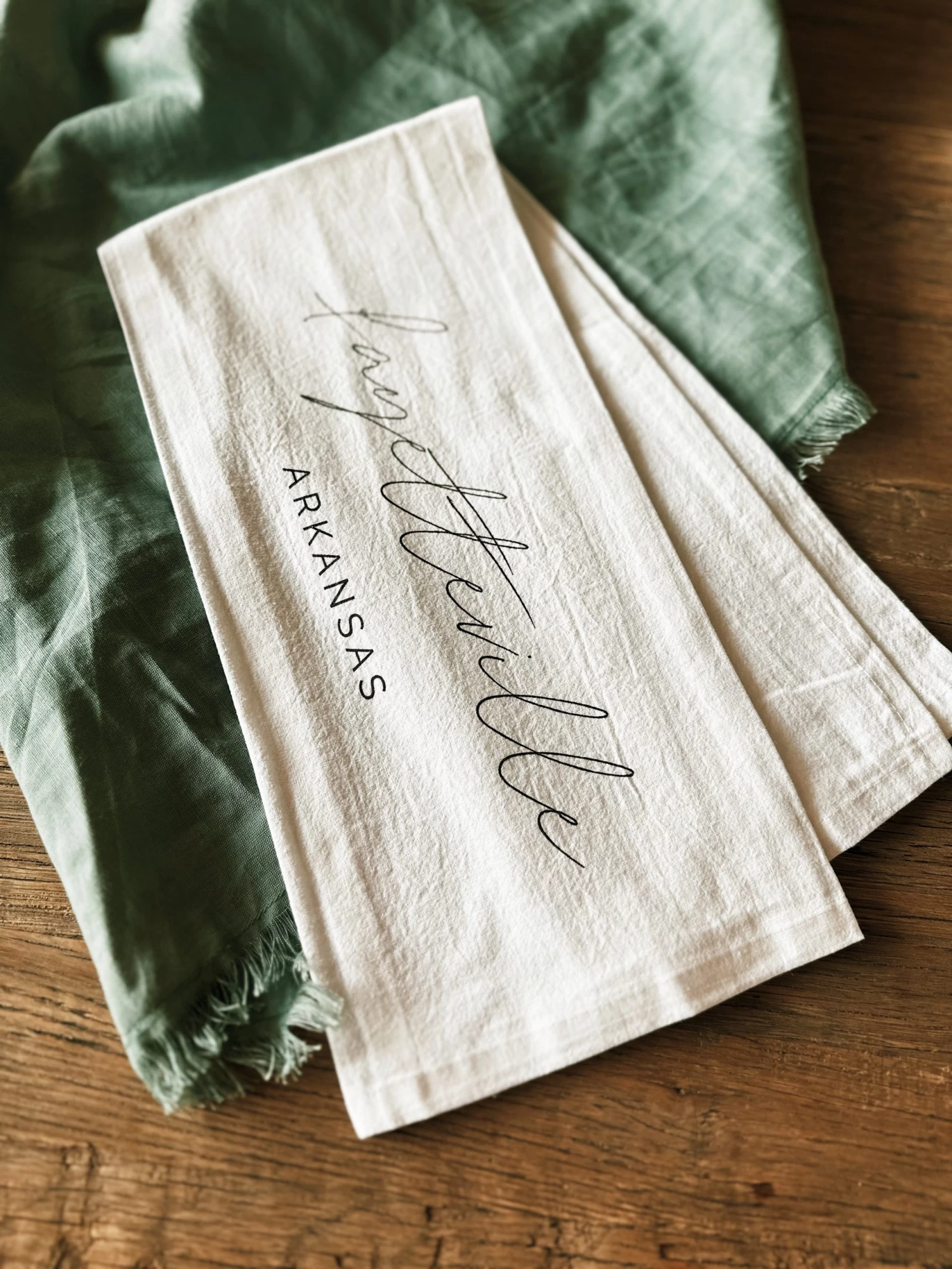 Cursive Fayetteville, Arkansas Tea Towel 1 Cursive Fayetteville, Arkansas Tea Towel