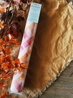 Pinksgiving Watercolor Plaid Table Runner