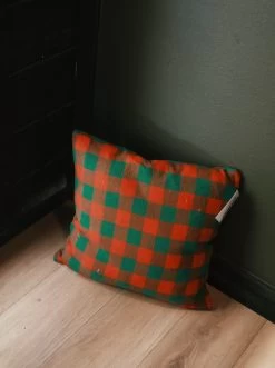 Red + Green Buffalo Check Flannel Pillow