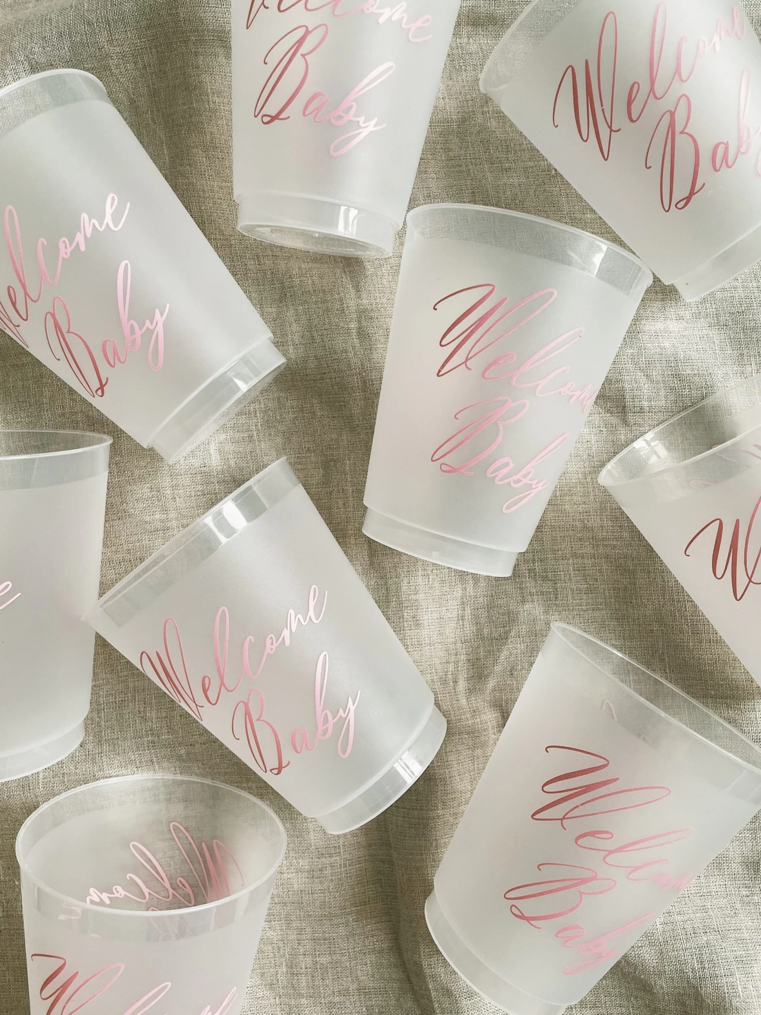 Welcome Baby Reusable Cups - PInk 2 Welcome Baby Reusable Cups - PInk - Image 2