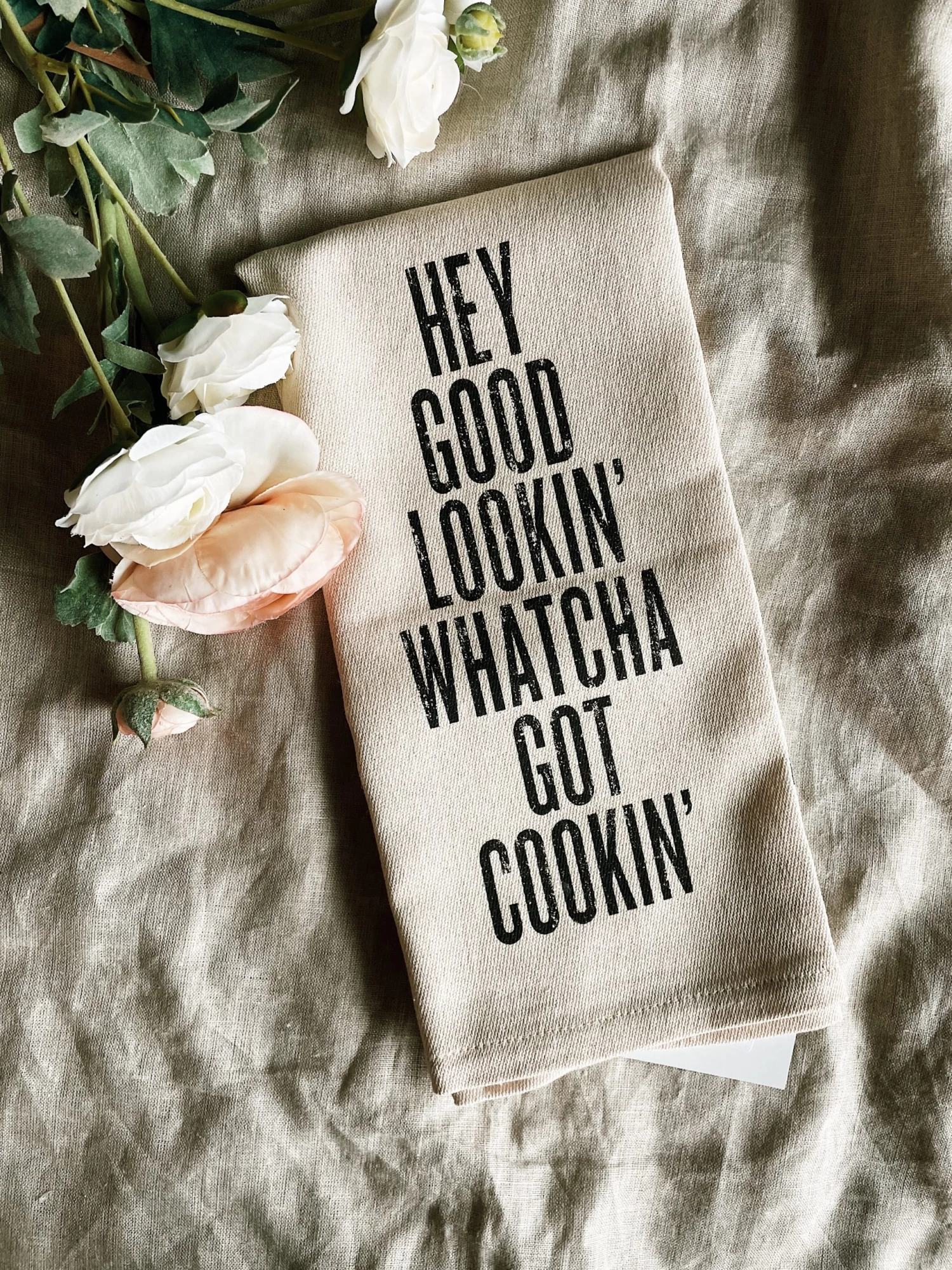 Hey Good Lookin' Whatcha Got Cookin' Kitchen Towel 2 Hey Good Lookin' Whatcha Got Cookin' Kitchen Towel - Image 2