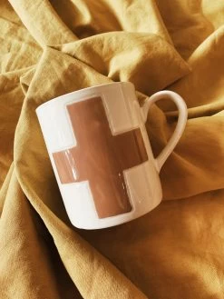 Swiss Cross Mug - Cream + Brown