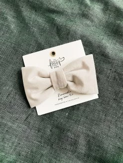 Fog Gray Velvet Dog Bow Tie - Standard