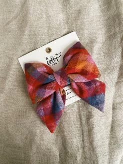 Sunset Flannel Lady Dog Bow - Small