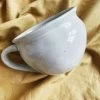 White Stoneware Cup With Handle