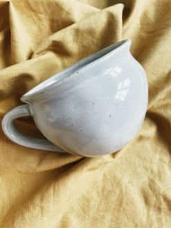 White Stoneware Cup With Handle