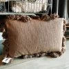 Woven Slub Lumbar Pillow - Brown