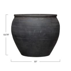 Large Terracotta Pot With Black Matte Finish - PICKUP ONLY -Fashion Home Store PLANTER3
