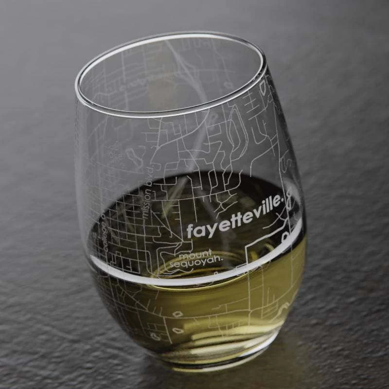 Fayetteville AR Map Stemless Wine Glass 11 Fayetteville AR Map Stemless Wine Glass - Image 11