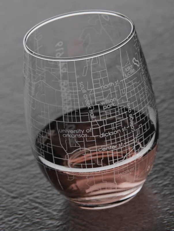 Fayetteville AR Map Stemless Wine Glass 7 Fayetteville AR Map Stemless Wine Glass - Image 7