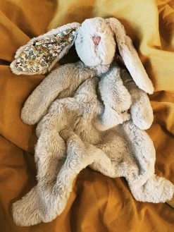 Bunny Lovey W/ Floral Ears - Gray