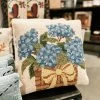 Blue Hydrangea Floral Basket Hook Pillow