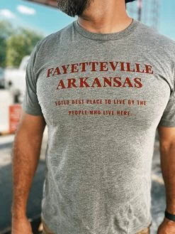 Fayetteville, AR Voted Best Place T-Shirt - Gray/Red (City Supply Exclusive)