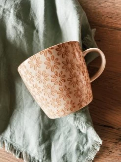 Flower Stoneware Mug -Fashion Home Store image d10d018e 7311 40b8 821c 3e7d305c4bcb