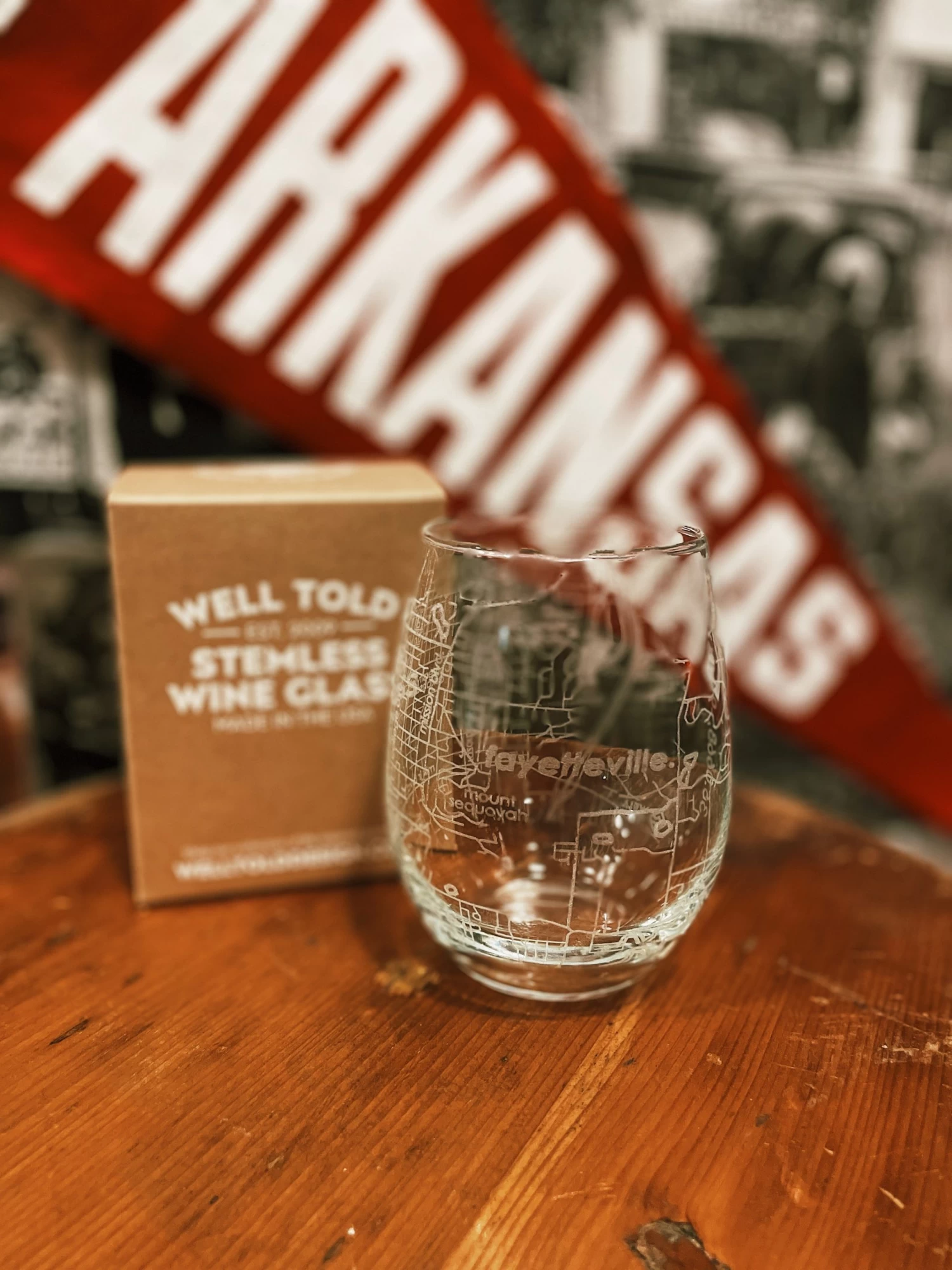 Fayetteville AR Map Stemless Wine Glass 2 Fayetteville AR Map Stemless Wine Glass - Image 2