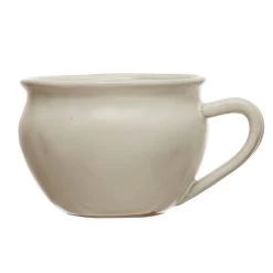 White Stoneware Cup With Handle -Fashion Home Store stonewarecup